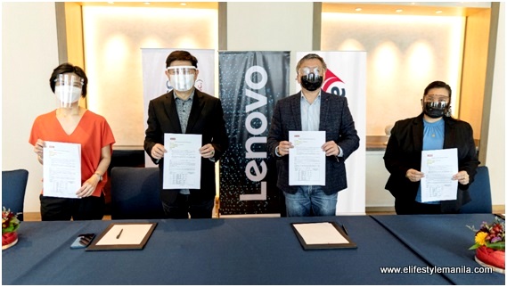 Lenovo, VST ECS and Filewave.Global tech innovator Lenovo partners with leading ICT distributor VST-ECS and multi-platform management pioneer FileWave to offer local organizations an all-in-one WFH management platform. In photo are (L-R) Princess Chua, COO and EVP, VST ECS Phils Inc; Jimmy Go, President and CEO, VST ECS Phils Inc.; Michael Ngan, President and General Manager, Lenovo Philippines; and Nannette Caina, APJ Sales and Operations, FileWave.