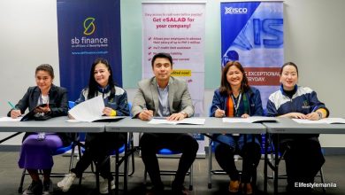From L-F: XISCO Finance Head Rona Reselva, SB Finance eSALAD Business Head Jasmin Gaa, XISCO President & CEO Tristan Dumlao, XISCO People Services Director Quency Reyes, and SB Finance eSALAD Team Leader Jo Marie B. Francisco during the ceremonial signing of a partnership that will provide XISCO employees with accessible salary advance loans through eSALAD.